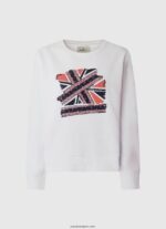 mujer suéter con estampado de bandera del Reino Unido Pepe Jeans 44JTZ266 blanco - Imagen 5