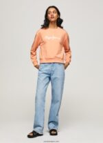 mujer suéter con logo estampado Pepe Jeans 44JTZ274 durazno