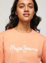 mujer suéter con logo estampado Pepe Jeans 44JTZ274 durazno - Imagen 3