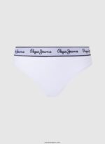 mujer tanga clásica con logo estampado Pepe Jeans 44JTZ541 blanco