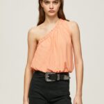 mujer top con escote asimétrico Pepe Jeans 44JTZ355 durazno