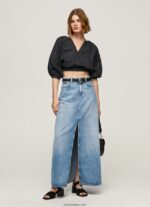 mujer top corto con cuello en V Pepe Jeans 44JTZ374 negro - Imagen 2