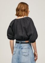 mujer top corto con cuello en V Pepe Jeans 44JTZ374 negro - Imagen 4