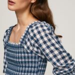 mujer top corto con estampado de cuadros Pepe Jeans 44JTZ370 multi