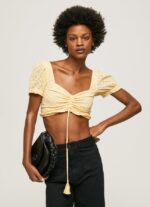 mujer top de algodón con detalles calados Pepe Jeans 44JTZ331 brillar