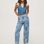 mujer vaqueros dover de tiro alto Pepe Jeans 44JTZ88 mezclilla