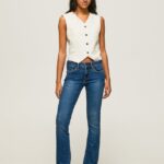 mujer vaqueros pitillo de tiro medio Pepe Jeans 44JTZ71 mezclilla