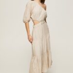 mujer vestido asimétrico de lino pua Pepe Jeans 44JTZ202 piedra