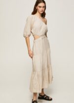 mujer vestido asimétrico de lino pua Pepe Jeans 44JTZ202 piedra