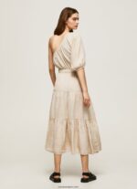 mujer vestido asimétrico de lino pua Pepe Jeans 44JTZ202 piedra - Imagen 4