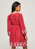 mujer vestido con detalles bordados Pepe Jeans 44JTZ216 estudio rojo - Imagen 4