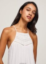 mujer vestido con detalles bordados Pepe Jeans 44JTZ219 blanco - Imagen 4