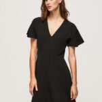 mujer vestido corto con cuello en v Pepe Jeans 44JTZ195 negro