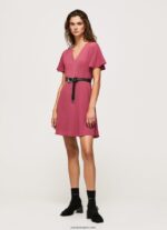 mujer vestido corto con cuello en v Pepe Jeans 44JTZ196 rubor oscuro