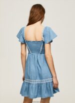 mujer vestido de mezclilla bordado Pepe Jeans 44JTZ164 azul - Imagen 4