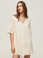 mujer vestido padma con detalles calados Pepe Jeans 44JTZ152 suero de la leche - Imagen 5