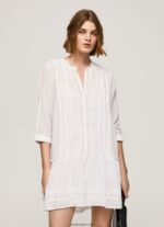 mujer vestido patris con detalles calados Pepe Jeans 44JTZ148 blanco