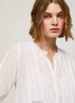 mujer vestido patris con detalles calados Pepe Jeans 44JTZ148 blanco - Imagen 3