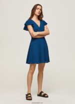 mujer vestido patrizia con cuello cruzado Pepe Jeans 44JTZ197 océano